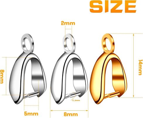 Aylifu 60pcs Pinch Clip Clasp Bead Bail Pendant Connector Metal Jewelry Making Supplies,14x8mm,Bright Silver in Kuwait