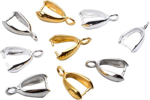 Aylifu 60pcs Pinch Clip Clasp Bead Bail Pendant Connector Metal Jewelry Making Supplies,14x8mm,Bright Silver in Kuwait