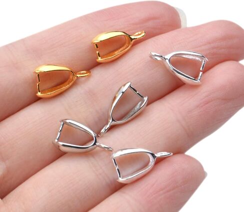 Aylifu 60pcs Pinch Clip Clasp Bead Bail Pendant Connector Metal Jewelry Making Supplies,14x8mm,Bright Silver in Kuwait