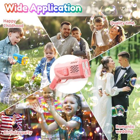 مدفع رشاش الفقاعات: مسدس فقاعات مع أضواء ملونة/محلول فقاعات، منفاخ مسدس فقاعات للبالغين والأطفال، آلة فقاعات قاذفة صواريخ، لعبة صيفية هدية لحفلات أعياد الميلاد وحفلات الزفاف في الأماكن المغلقة in Kuwait