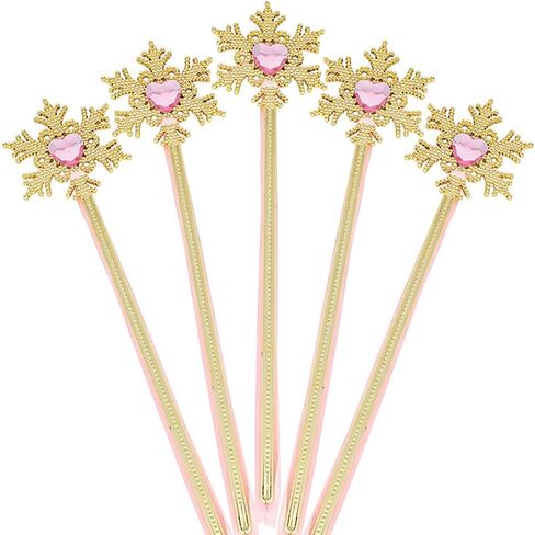 Tvoip 5Pcs Princess Wand Cute Snowflake Magic Wand Costume Wand Magic Wand for Girls Halloween Day Party 13 Inches Gold in Saudi Arabia