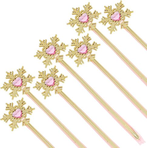 Tvoip 5Pcs Princess Wand Cute Snowflake Magic Wand Costume Wand Magic Wand for Girls Halloween Day Party 13 Inches Gold in Saudi Arabia