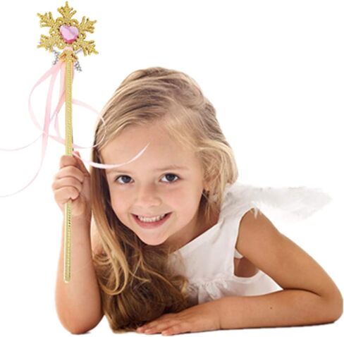 Tvoip 5Pcs Princess Wand Cute Snowflake Magic Wand Costume Wand Magic Wand for Girls Halloween Day Party 13 Inches Gold in Saudi Arabia