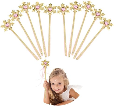 Tvoip 5Pcs Princess Wand Cute Snowflake Magic Wand Costume Wand Magic Wand for Girls Halloween Day Party 13 Inches Gold in Saudi Arabia