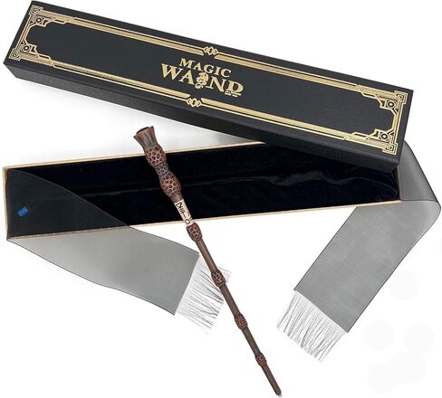 Light Up Magic Wizard Wand Witchcraft Toy with Gift Box - LED Lights and Battery Included -Halloween Sorcerer Collection Cosplay Accessories, Christmas Birthday Gifts for Kid in Kuwait