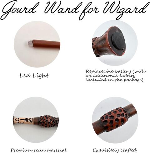 Light Up Magic Wizard Wand Witchcraft Toy with Gift Box - LED Lights and Battery Included -Halloween Sorcerer Collection Cosplay Accessories, Christmas Birthday Gifts for Kid in Kuwait