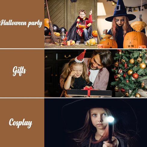 Light Up Magic Wizard Wand Witchcraft Toy with Gift Box - LED Lights and Battery Included -Halloween Sorcerer Collection Cosplay Accessories, Christmas Birthday Gifts for Kid in Kuwait