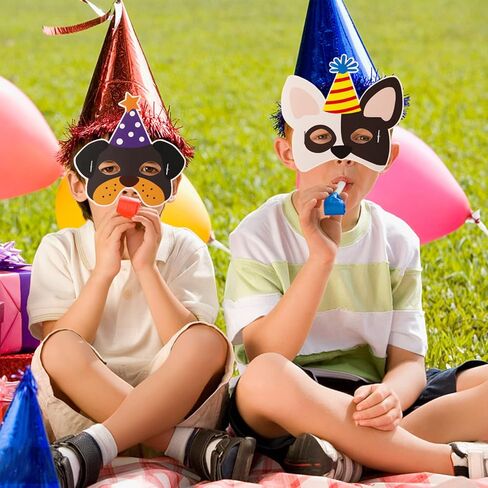 Tudona 24 Packs Dog Birthday Masks Party Favors for Kids-Dog Puppy Theme Birthday Party Supplies Puppy Cosplay Mask Paper Mask Baby ShowerPhoto Booth Prop Decoration(12 Styles) in Kuwait