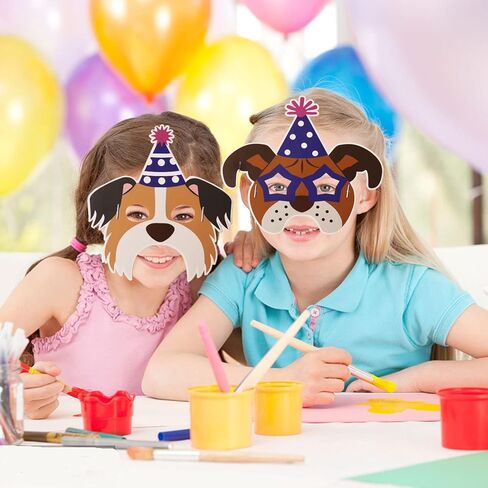 Tudona 24 Packs Dog Birthday Masks Party Favors for Kids-Dog Puppy Theme Birthday Party Supplies Puppy Cosplay Mask Paper Mask Baby ShowerPhoto Booth Prop Decoration(12 Styles) in Kuwait