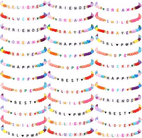 Lorfancy 12Pcs Kids Bracelets for Girls Letter Beads Bracelets Toddler Baby Cute Friendship Princess Stretchy Pretend Play Bracelet Costume Jewelry Accessories (A-12 pcs) in Kuwait