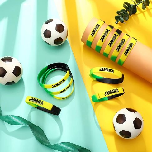 Leitee Jamaican Silicone Bracelet Bulk Black Yellow Green Rubber Wristband for Men Women Jamaican Birthday Party (100 Pcs) in Saudi Arabia