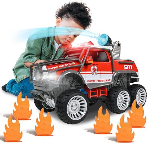 Sunny Days Entertainment Maxx Action Fire Rescue - Off Road Firetruck Toy with Working Water Cannon and Targets | Lights, Sounds, Motorized Drive and Shooting Water | Over 14 Inches Long in Saudi Arabia