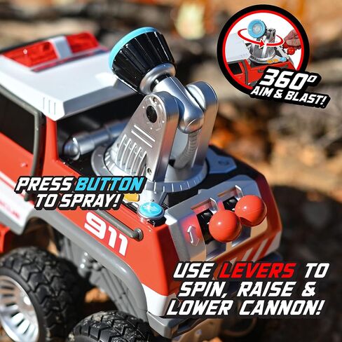 Sunny Days Entertainment Maxx Action Fire Rescue - Off Road Firetruck Toy with Working Water Cannon and Targets | Lights, Sounds, Motorized Drive and Shooting Water | Over 14 Inches Long in Saudi Arabia
