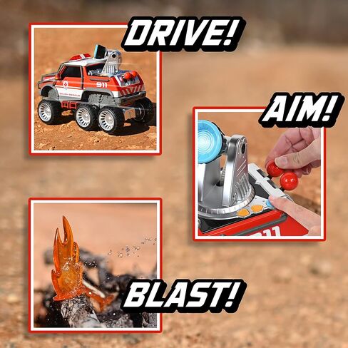 Sunny Days Entertainment Maxx Action Fire Rescue - Off Road Firetruck Toy with Working Water Cannon and Targets | Lights, Sounds, Motorized Drive and Shooting Water | Over 14 Inches Long in Saudi Arabia