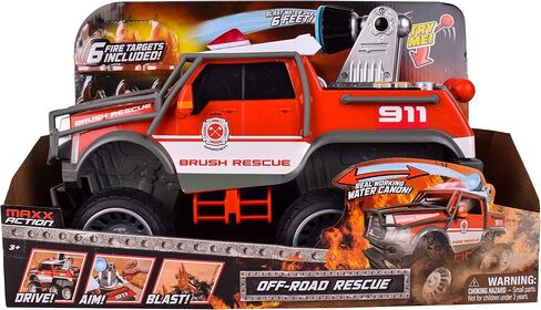 Sunny Days Entertainment Maxx Action Fire Rescue - Off Road Firetruck Toy with Working Water Cannon and Targets | Lights, Sounds, Motorized Drive and Shooting Water | Over 14 Inches Long in Saudi Arabia