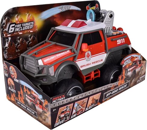 Sunny Days Entertainment Maxx Action Fire Rescue - Off Road Firetruck Toy with Working Water Cannon and Targets | Lights, Sounds, Motorized Drive and Shooting Water | Over 14 Inches Long in Saudi Arabia
