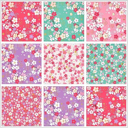 CUTBLAJAT 112 Sheets Heavier Origami Paper Japanese Cherry Blossom Pattern Sakura Bronzing Chiyogami 6" 15cm Washi Easy Fold Paper for Beginner in Saudi Arabia
