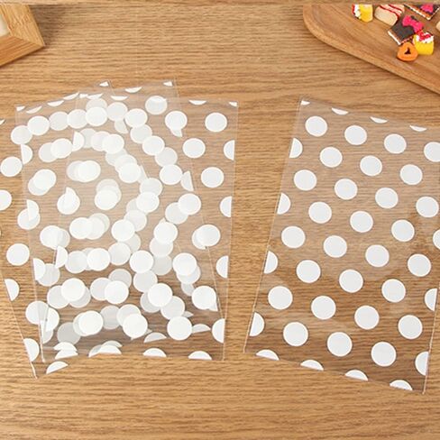 أكياس حلوى السيلوفان، أكياس بسكويت مقاس 5x8 مع أربطة، 100 قطعة من أكياس المكافآت لتغليف الهدايا، والمخبوزات، والبسكويت، والحلوى، وتغليف هدايا الحفلات (QS57) in Kuwait