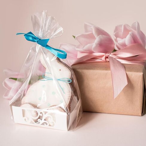 أكياس سيلوفان يوتيلاب، أكياس هدايا سيلوفان شفافة مقاس 9 × 12 بوصة مع أربطة ملتوية، أكياس تشيلو 200 قطعة in Kuwait