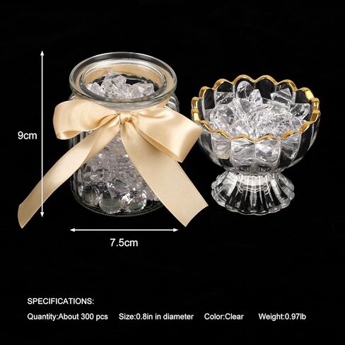 OUTUXED 300pcs 0.8"(20mm) Clear Diamonds Crystals Acrylic Gems Wedding Table Scattering Gemstones Halloween Party Decorations Bridal Shower Vase Fillers, 1.5 LB, with 1 Large Velvet Pouch in Kuwait