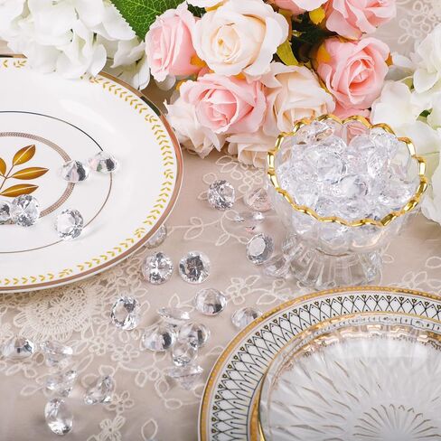 OUTUXED 300pcs 0.8"(20mm) Clear Diamonds Crystals Acrylic Gems Wedding Table Scattering Gemstones Halloween Party Decorations Bridal Shower Vase Fillers, 1.5 LB, with 1 Large Velvet Pouch in Kuwait