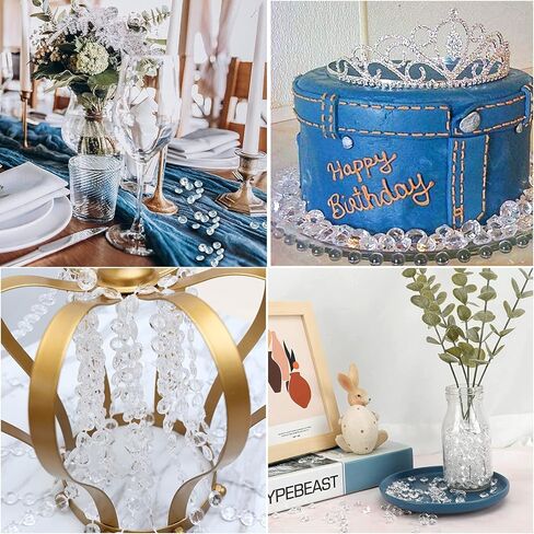 OUTUXED 300pcs 0.8"(20mm) Clear Diamonds Crystals Acrylic Gems Wedding Table Scattering Gemstones Halloween Party Decorations Bridal Shower Vase Fillers, 1.5 LB, with 1 Large Velvet Pouch in Kuwait