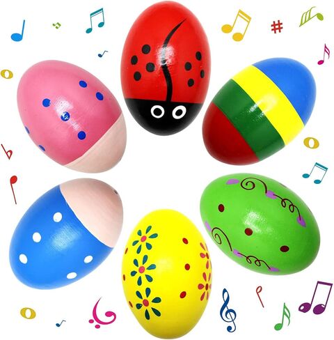 Wooden Musical Egg Easter Egg Shakers Maracas for Baby Kids Instrument Early Learning Toys in Saudi Arabia