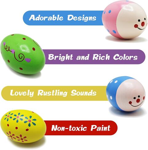 Wooden Musical Egg Easter Egg Shakers Maracas for Baby Kids Instrument Early Learning Toys in Saudi Arabia