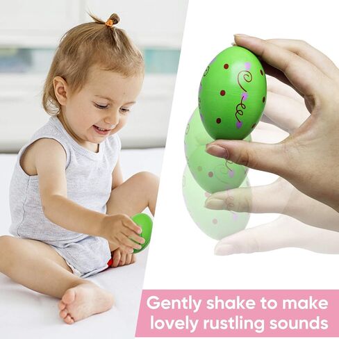 Wooden Musical Egg Easter Egg Shakers Maracas for Baby Kids Instrument Early Learning Toys in Saudi Arabia