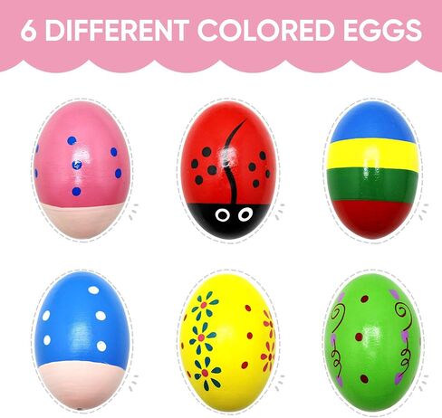 Wooden Musical Egg Easter Egg Shakers Maracas for Baby Kids Instrument Early Learning Toys in Saudi Arabia