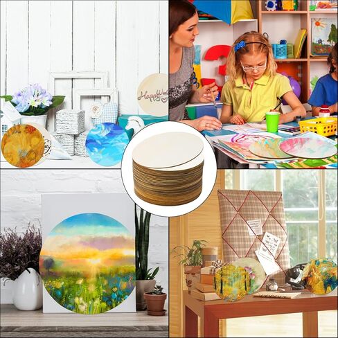 FSWCCK 30 قطعة 6 بوصة دوائر خشبية غير مكتملة دائرية فتحات خشبية للحرف اليدوية، تصميم الباب، زينة عيد الميلاد، الأكواب وديكور المنزل بنفسك in Kuwait