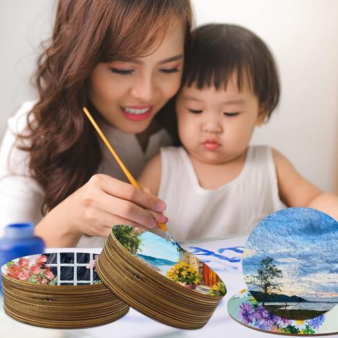 FSWCCK 30 قطعة 6 بوصة دوائر خشبية غير مكتملة دائرية فتحات خشبية للحرف اليدوية، تصميم الباب، زينة عيد الميلاد، الأكواب وديكور المنزل بنفسك in Kuwait