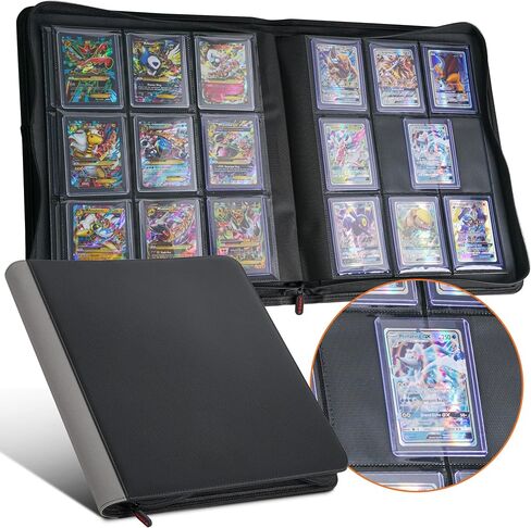 PREZA Toploader Binder - Holds 216 Top Loaders - 9 Pocket Top Loader Binders - Trading Card Binder for Toploaders - Top Loader Binder Card Storage Box (Black) in Kuwait