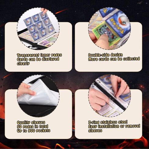 ZALORD 9-Pocket Trading Card Binder, 900 Pockets Card Holder with Removable 50 Sleeves, Trading Card Collection Album in Saudi Arabia