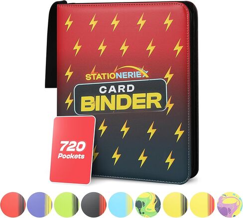 حافظة بطاقات تجارية ذات 9 جيوب بأكمام - تحمل مجموعة 720 بطاقة، ألبوم بطاقات تحميل علوي من Stationeriex مع سحاب إغلاق، هدايا للأطفال والمراهقين in Kuwait