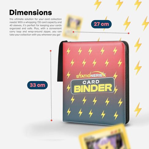 حافظة بطاقات تجارية ذات 9 جيوب بأكمام - تحمل مجموعة 720 بطاقة، ألبوم بطاقات تحميل علوي من Stationeriex مع سحاب إغلاق، هدايا للأطفال والمراهقين in Kuwait