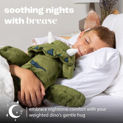 Brease Weighted Stuffed Animal - Green Dinosaur 5 lb, for Adults & Kids, Comforting & Soft 25 inch Huggable Dino Plush Toy in Saudi Arabia