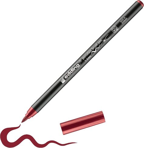 edding 4200 Brush 1-4 mm-Felt-Nib Painting and Decorating Ceramics, Porcelain-Dishwasher-Safe, lightfast Ink, Quick-Drying, 01: 1 Pen-Blue in Kuwait