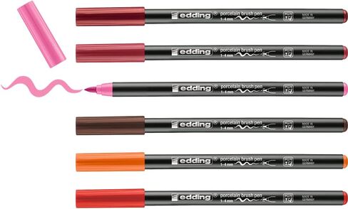edding 4200 Brush 1-4 mm-Felt-Nib Painting and Decorating Ceramics, Porcelain-Dishwasher-Safe, lightfast Ink, Quick-Drying, 01: 1 Pen-Blue in Kuwait