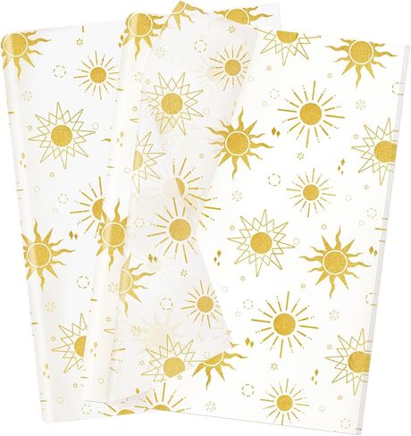 HolyMaji 25 Sheets Moonlight Tissue Paper for Packaging Small Business 20 × 28" Moon Wrapping Paper Printed Tissue Paper Bulk - Black Star Tissue Paper for Gift Bags Here Comes Baby Girl Shower in Kuwait
