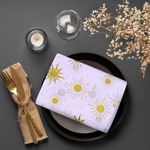 HolyMaji 25 Sheets Moonlight Tissue Paper for Packaging Small Business 20 × 28" Moon Wrapping Paper Printed Tissue Paper Bulk - Black Star Tissue Paper for Gift Bags Here Comes Baby Girl Shower in Kuwait