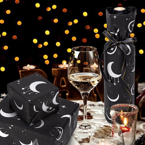 HolyMaji 25 Sheets Moonlight Tissue Paper for Packaging Small Business 20 × 28" Moon Wrapping Paper Printed Tissue Paper Bulk - Black Star Tissue Paper for Gift Bags Here Comes Baby Girl Shower in Kuwait