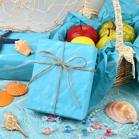 100 Sheets 20 * 14 Inches Ocean Blue Tissue Paper for Gift Bags, Sea Waves Pattern Gift Wrap Tissue for Birthday Baby Shower Under The Sea Party Blue Pool Party Ocean Theme Party DIY Craft in Saudi Arabia
