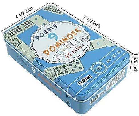 PUREPLAY Classic Double 9 Color Dot Dominoes Game Set,55 Pieces Dominoes Tiles with Tin Box,Double 9 Dominoes for Adults, Family Game Nights,Friends Gathering,Party Favors,Travel in Kuwait