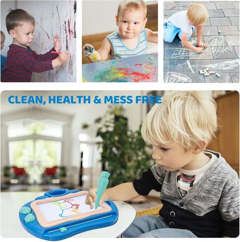 لوحة رسم مغناطيسية من Hiitytin للأطفال الصغار من سن 1 إلى 3 سنوات، لوحة رسومات الشعار المبتكرة الملونة القابلة للمسح للأطفال، ألعاب تعليمية تعليمية للأطفال هدايا عيد ميلاد للفتيات من سن 1 إلى 3 سنوات، باللون الأزرق in Kuwait