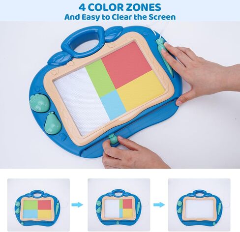 لوحة رسم مغناطيسية من Hiitytin للأطفال الصغار من سن 1 إلى 3 سنوات، لوحة رسومات الشعار المبتكرة الملونة القابلة للمسح للأطفال، ألعاب تعليمية تعليمية للأطفال هدايا عيد ميلاد للفتيات من سن 1 إلى 3 سنوات، باللون الأزرق in Kuwait