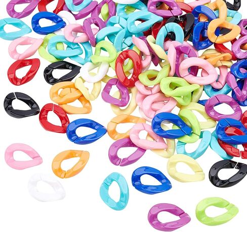 PH PandaHall 1000pc Acrylic Linking Rings 10 Rainbow Color Quick Link Connectors 13.5x10mm Small C-Clips Twist Curb Chain Connectors for Earring Necklace Making Eyeglass Purse Home Decoration in Kuwait