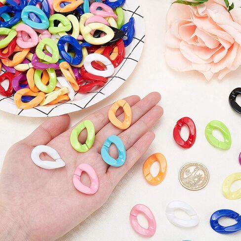 PH PandaHall 1000pc Acrylic Linking Rings 10 Rainbow Color Quick Link Connectors 13.5x10mm Small C-Clips Twist Curb Chain Connectors for Earring Necklace Making Eyeglass Purse Home Decoration in Kuwait