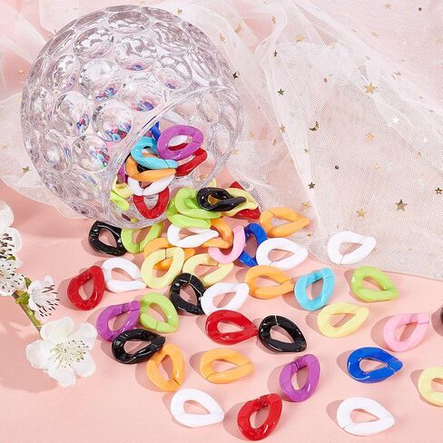 PH PandaHall 1000pc Acrylic Linking Rings 10 Rainbow Color Quick Link Connectors 13.5x10mm Small C-Clips Twist Curb Chain Connectors for Earring Necklace Making Eyeglass Purse Home Decoration in Kuwait
