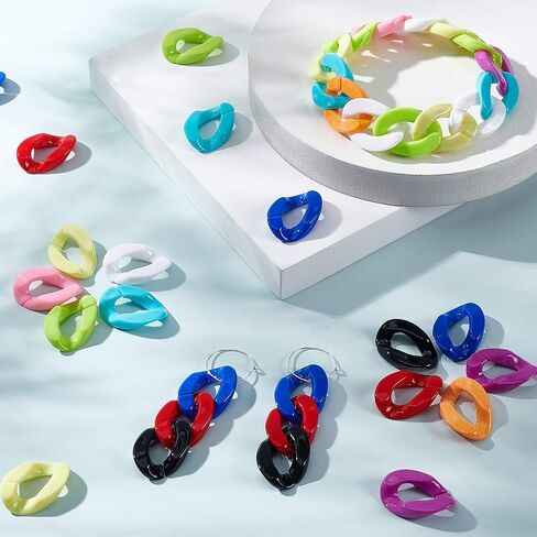 PH PandaHall 1000pc Acrylic Linking Rings 10 Rainbow Color Quick Link Connectors 13.5x10mm Small C-Clips Twist Curb Chain Connectors for Earring Necklace Making Eyeglass Purse Home Decoration in Kuwait